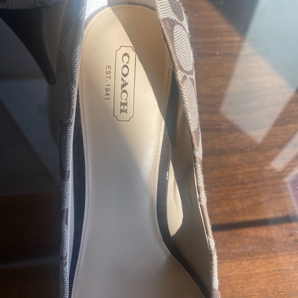 COACH Logo Peep Toe Wedge - Picture 4 of 7